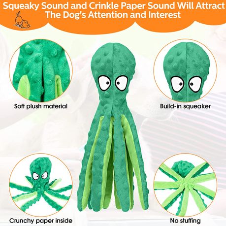 Octopus Plush Dog Chew Toy No Stuffing Puppy Teething Interactive - Image 10