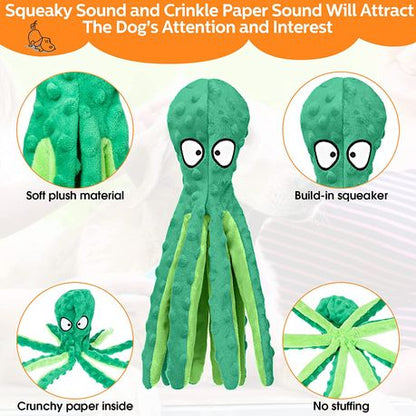Octopus Plush Dog Chew Toy No Stuffing Puppy Teething Interactive - Image 10